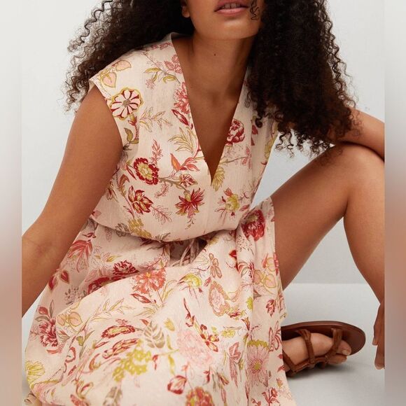 Mango Textured Floral Printed Dress New - Picture 9 of 9